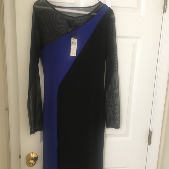 BCBG Maxazria Two Tined Dress With Sheer Sleeve - Picture 1 of 3